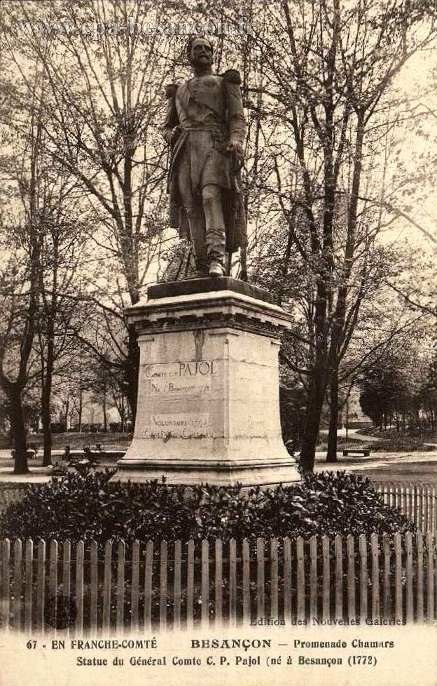 67 - EN FRANCHE-COMTÉ - BESANÇON - Promenade Chamars - Statue du Général Comte C. P. Pajol (né à Besançon (1772)